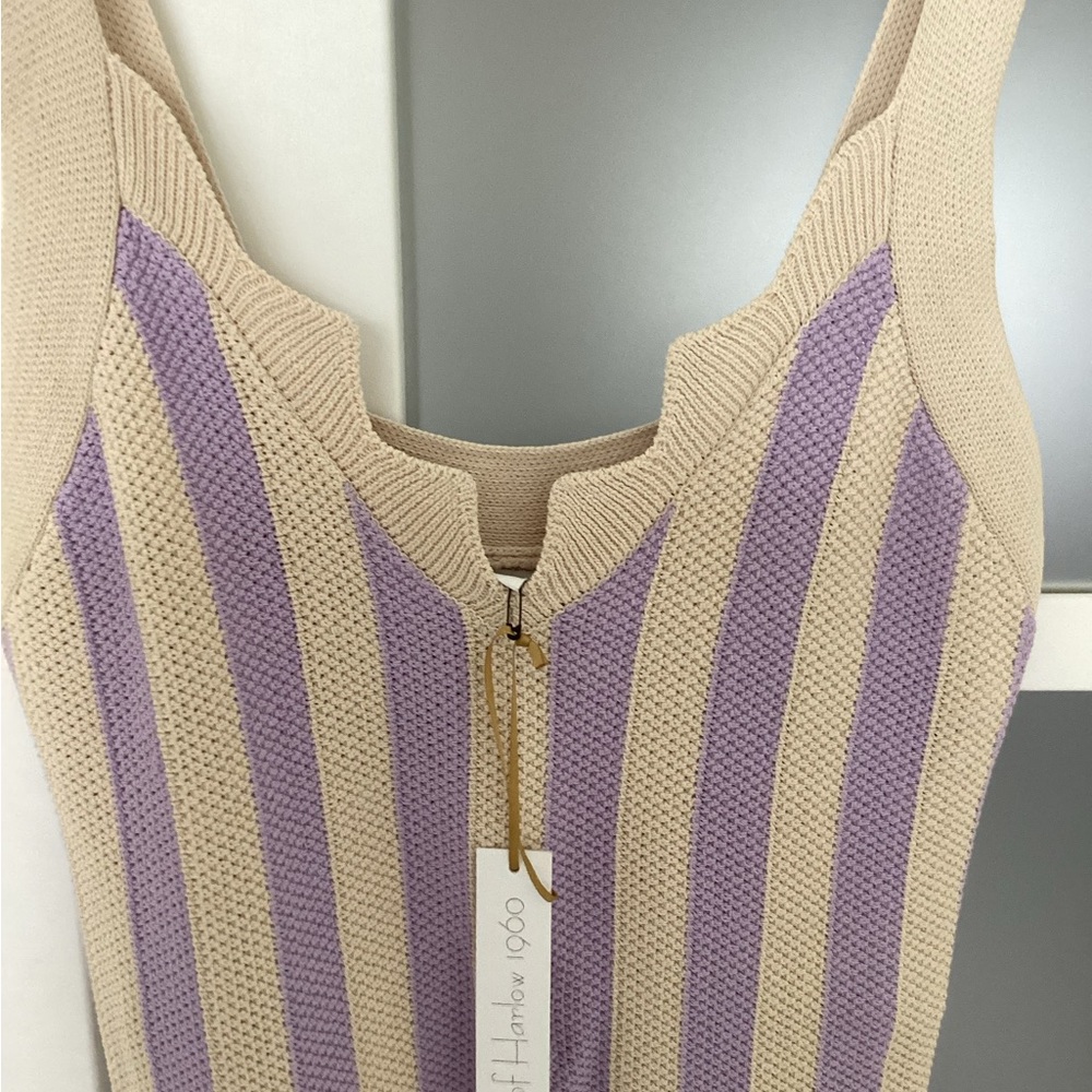 House of Harlow 1960 Lavender and Cream Striped Knit Dress